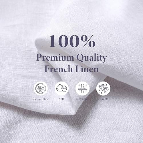 Pure Linen Bistro Half Apron - 25 x 35 Inch Unisex Waist Aprons with Large Pocket Ideal for Kitchen Crafts and More thumbnail 5