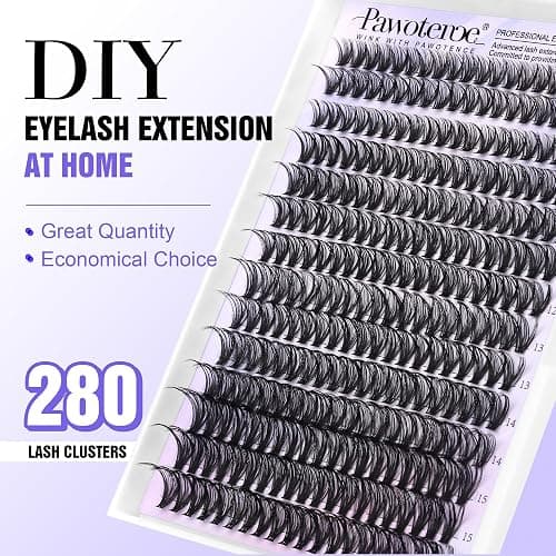 Lash Extension 280pcs Individual Lashes DIY Eyelash Extension Lash Clusters 40D 9-16mm Mix D Curl Eyelash Clusters Extensions Self Application at Home (40D-D-9-16MIX) thumbnail 2
