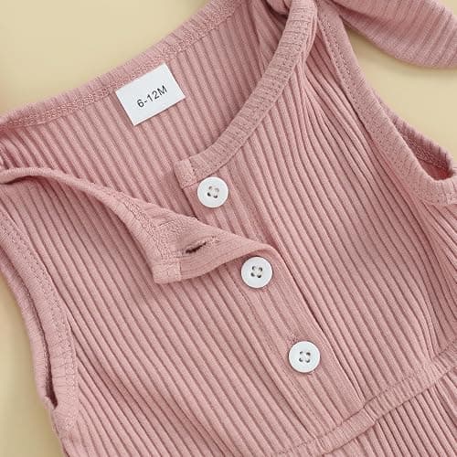 Fernvia Toddler Baby Girl Summer Clothes Sleeveless Ribbed Knitted Jumpsuit Shorts Overalls Baby One Piece Outfit thumbnail 4