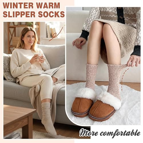 EBMORE Womens Fuzzy Socks Slipper Fluffy Cozy Comfy Cabin Plush Warm Winter Sleep Home Soft Socks thumbnail 5