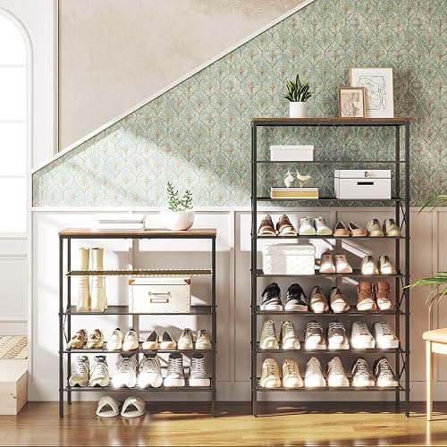 YATINEY 8 Tier Shoe Rack, Shoe Storage Organizer, Large Capacity Shoe Shelf Holds 32 Pairs of Shoes, Sturdy and Stable, for Entryway, Hallway, Closet, Dorm Room, Rustic Brown SS08BR thumbnail 4