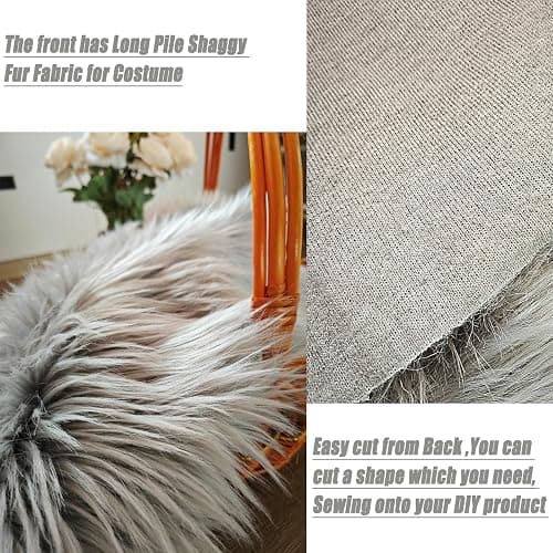 Faux Fur Fluffy Crafts Fabric 23.6x59 inch Grey, Long Pile Shaggy Fur Fabric for Costume, Halloween Decoration, Home Sewing, Craft Arts Supply, Upholstery, Christmas Plush Furry Material thumbnail 7