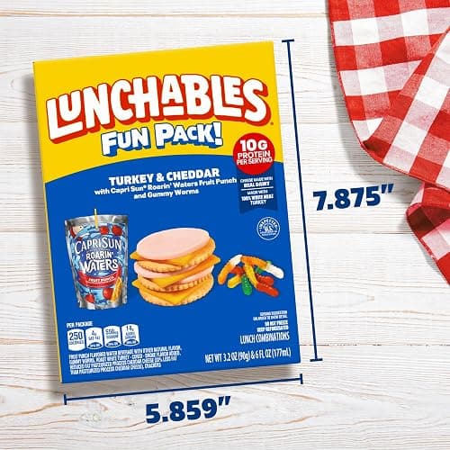 Lunchables, Turkey & Cheddar Capri Sun Roarin', 3.2 oz & 6 fl oz Pkg | 11g Protein per Serving, No Prep Needed, Convenient Grab-and-Go Lunch & Protein Snacks for Kids, One Serving Tray thumbnail 9