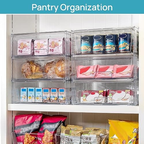 Vtopmart 2 Pack Large Stackable Storage Drawers,Easily Assemble Clear Acrylic Bathroom Closet Undersink Organizers,Plastic Storage Bins for Cabinet,Kitchen Pantry,Medicine Organization thumbnail 7