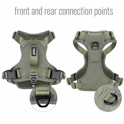 TUG Dog Harness with 2 Leash Connection Points | Adjustable, Padded, Lightweight | Handle on Back | No-Pull Front Clip (Medium, Green) thumbnail 6