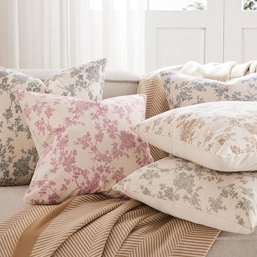 YZJZEDS 100% Cotton French Pastoral Throw Pillow Covers Set of 2, 18x18 Inch Green Farmhouse Decorative Cushion Covers for Sofa Bed Living Room Home Decor thumbnail 6