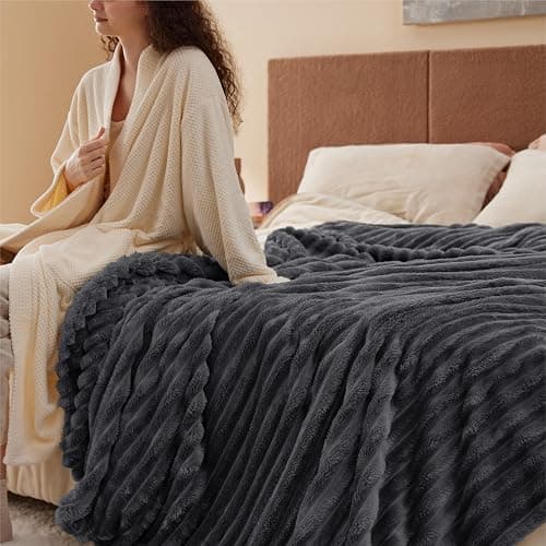 Bedsure GentleSoft Grey Fleece King Blanket for Couch - Cozy Soft Blankets for Women, Cute Small Throws for Girls, 108x90 Inches thumbnail 2