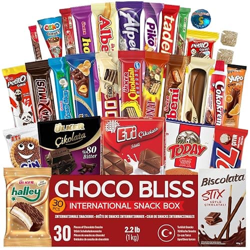 Eastanbul International Snack Box, 30 Chocolate Assortment Bars, Turkish Exotic Snacks, Assorted Candy Variety Pack of Foreign Snacks Exotic Candy Box of Assorted Chocolate - Image 1