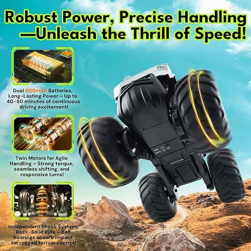 GoBang 1:16 Amphibious Cyber Police Car Monster Truck Toys Remote Control Car Waterproof Rc Cars 4WD All Terrain Off-Road Trucks for 6 7 8 9 10 11 12 Year Old Boys Girls Gifts Presents thumbnail 5