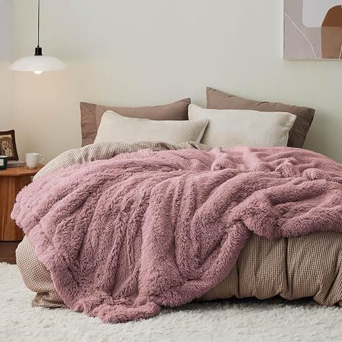 Bedsure GentleSoft Fluffy Dusty Pink Throw Blanket Gifts for Women, Girls, Soft Fleece Cozy Fuzzy Sherpa Plush Warm Minky Thick Faux Fur Throws for Couch, Dark Pink Decor Blanket Gifts for Her, 50x60 thumbnail 2