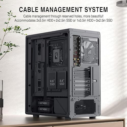 FOIFKIN M1 PC Case -Walnut Front pane Pre-Installed 4 PWM ARGB Fan, ATX Mid-Tower Gaming PC Case, with Type-C,FOIFKIN (Black, M1) thumbnail 5