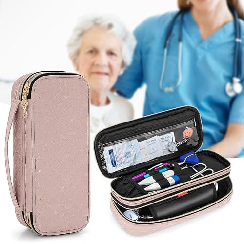 Damero Double Layer Stethoscope Case Compatible with 3M Littmann/ADC/Omron Stethoscope, Stethoscope Carrying Case Travel Bag for Nurse Accessories, Misty Rose - Misty Rose thumbnail 8