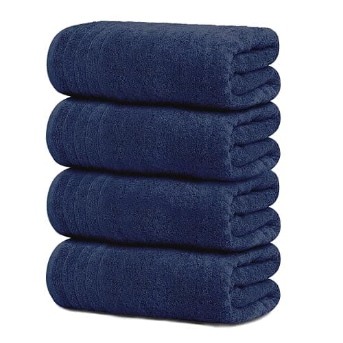Tens Towels Pack of 4 Extra Large Bath Towels 30 x 60 Inches, 100% Cotton, Larger & Lighter Weight, Quicker to Dry, Super Soft and Absorbent, Perfect for Bathroom, Navy - Image 1