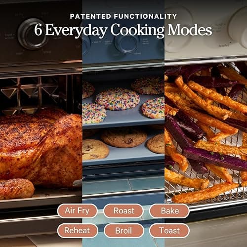 Our Place Wonder Oven | 6-in-1 Stainless Steel Air Fryer Toaster Oven Combo with Basket, Rack, Pan & Tray | Compact 13 QT Countertop Capacity - Toast, Roast, Bake, Reheat, Broil & Steam | Char thumbnail 4
