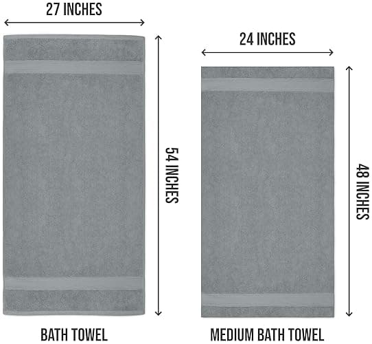 Utopia Towels 6 Pack Bath Towel Set (24 x 48 Inches), 500 GSM 100% Ring Spun Cotton Medium Lightweight and Highly Absorbent Quick Drying, Premium Towels for Hotel, Spa and Bathroom (Cool Grey) - 24 x 48 Inches - 6 Pack - Cool Grey thumbnail 2
