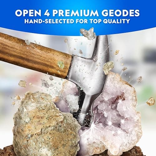 National Geographic Break Open 4 Geodes Science Kit – Includes Goggles and Display Stand - STEM Science Gift for Boys and Girls, Break Your Own Geodes with Crystals (Amazon Exclusive) thumbnail 3