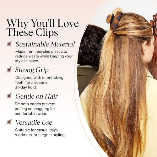 Kitsch Medium Claw Hair Clips for Women 2pc - Black & Tortoise | Strong Hold Claw Clips – Great for Updo, Half Up Hairstyle – Daily Hair Accessories thumbnail 3