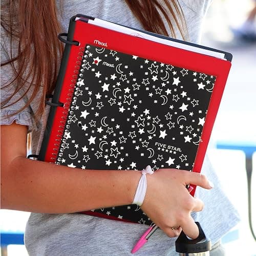 Five Star Spiral Notebook + Study App, 1 Subject, Wide Ruled, 8" x 10-1/2", 80 Sheets, Fights Ink Bleed, Water Resistant Cover, Black Stars Glow in the Dark (930020F) thumbnail 7
