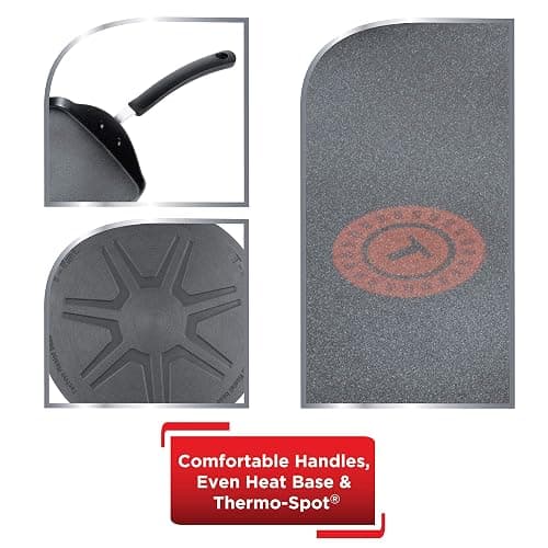 T-Fal Ultimate Hard Anodized Nonstick Griddle 10.25 Inch Oven Broiler Safe 500F Cookware, Pots and Pans, Dishwasher Safe Grey thumbnail 3