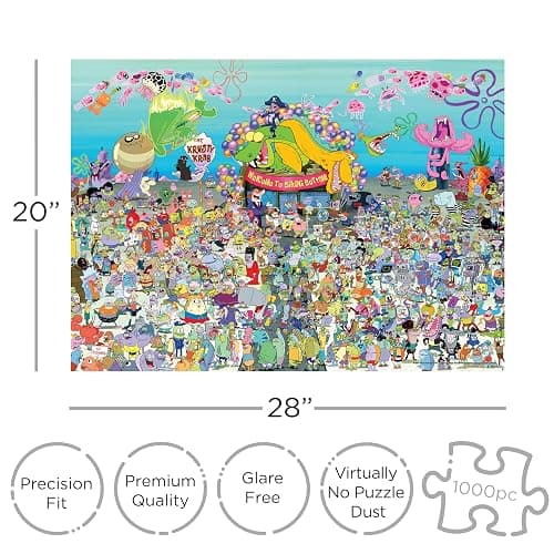 Aquarius Spongebob 1000 Piece Jigsaw Puzzle for Teens and Adults - 25th Anniversary Bikini Bottom Nickelodeon 20"x28" Collectible Gifts thumbnail 3