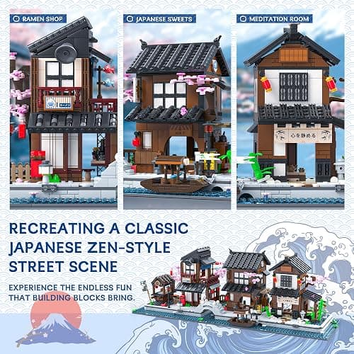 Traditional Japanese Cherry Blossom Village Building Set, Sakura Street View Architecture Building Block - Izakaya & Tea House, Collectible Construction Toy Gift for Adults & Anime Fans, 2058Pcs thumbnail 4