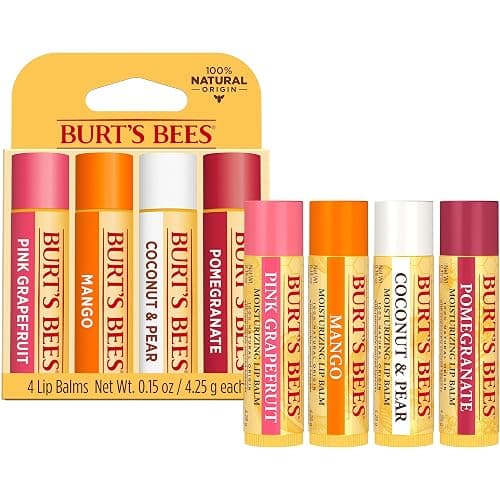 Burt's Bees Lip Balm - Pink Grapefruit, Mango, Coconut & Pear, and Pomegranate Pack, Lip Moisturizer With Beeswax, Tint-Free, Natural Origin Conditioning Treatment, 4 Tubes, 0.15 oz. thumbnail 14