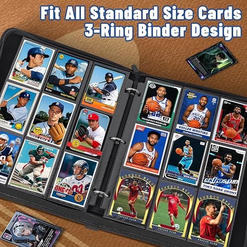 900 Pockets Trading Card Binder Sleeves, Baseball Card Sleeves Fit for Standard Size Sport Cards, Baseball Card Holder for 3 Ring Binder thumbnail 6