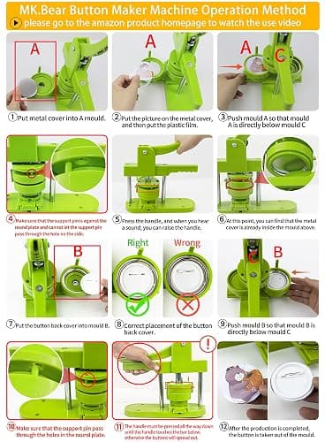 Button Maker Machine 75mm (3 in) Installation-Free, DIY Button Pin Maker Machine, Button Badge Press Machine with Free 100 Sets Button Maker Supplies & Pictures & Circle Cutter & Magic Book thumbnail 6