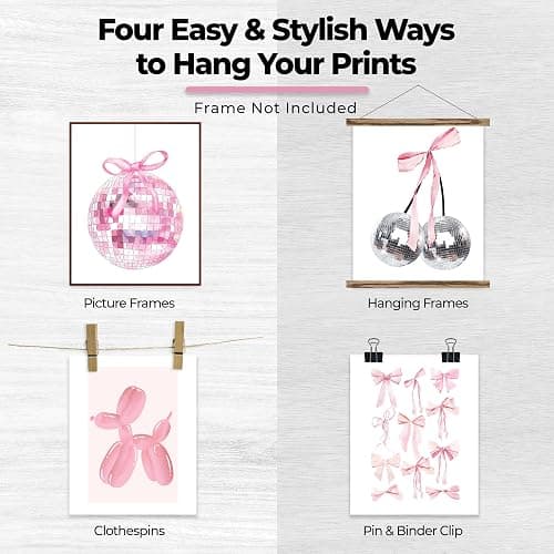 Coquette Room Decor, Preppy Aesthetic Posters for Room, Pink Disco 8 Ball Wall Art Prints, Trendy Cute Teen Girls College Dorm Bedroom TikTok Lucky Cherry Wall Posters, 8 x 10 Unframed, Set of 6 thumbnail 6