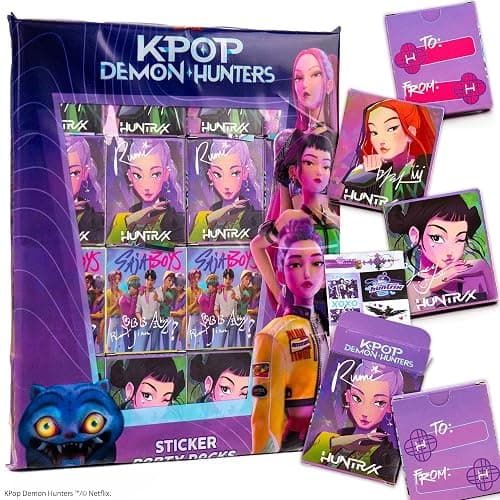 Kpop Demon Hunters™ Sticker Party Packs - 16 Boxes with 5 Stickers Each, Great Kpop Demon Hunters Party Favors, Valentine's Day, Kids Birthday Gifts, Official K Pop Merch - Image 1