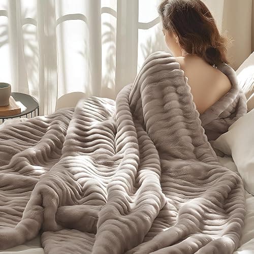 Bedsure GentleSoft Brown Throw Blanket for Couch - Cozy Soft Fleece Blankets for Women, Cute Small Throws for Girls, Mocha Meringue, 50x60 Inches - Image 1