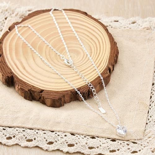 Philip Jones Silver Plated Heart Solitaire Necklace Created with Zircondia® Crystals thumbnail 6