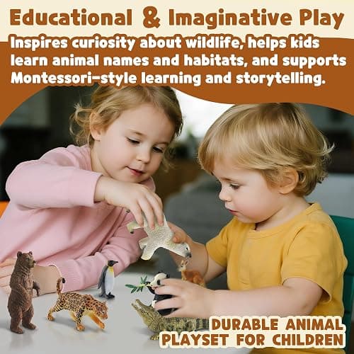 Zippytots 9 PCS Zoo Animal Toys for Kids 3-5 Realistic Plastic Wild Animal Figurine Toys Educational Learning Toy for Kids Boys Girls Toddlers thumbnail 8