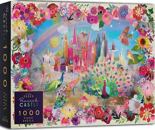 Elena Essex Jigsaw Puzzles 1000 Pieces - Peacock Castle, Puzzles for Adults 1000 Pieces, 1000 Piece Puzzle, Colorful Cool Dream Art Magical Puzzle, Size 28x20 inches - Image 1
