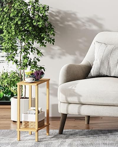 TUTOTAK Small Side Table, Narrow End Table, Skinny Sofa Table, Slim Nightstand, Couch Table, Living Room, Bed Room, Natural TB01BN062 thumbnail 7