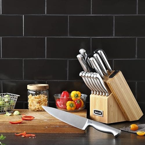 McCook® Knife Sets,German Stainless Steel Knife Block Sets with Built-in Sharpener thumbnail 7
