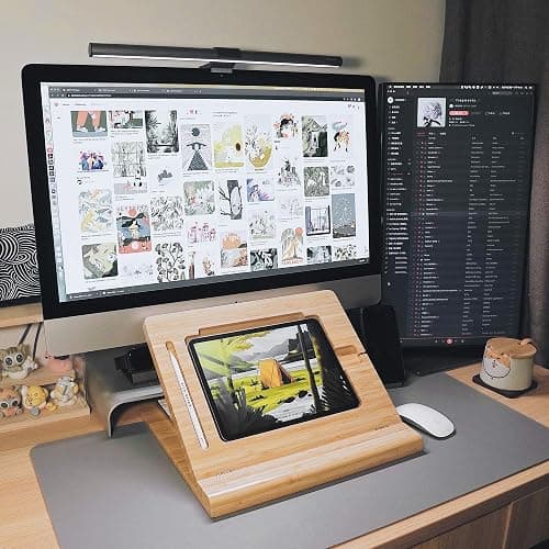 ELETIUO Tablet Desktop Stand Height Adjustable,Foldable Bamboo Drawing Ipad Holder,Multi-Angle Portable Stand Organizer,Compatible with 12.9 inch ipad pro 3rd/4th Gen thumbnail 9