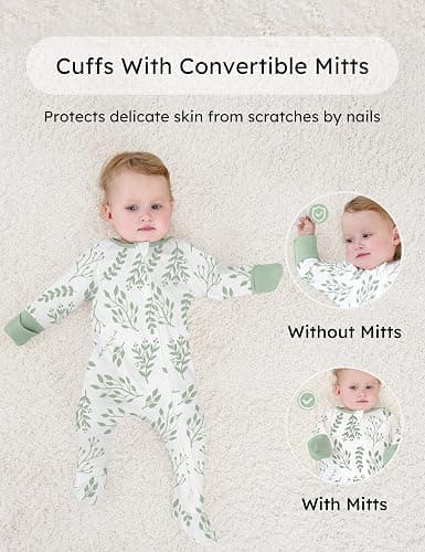 Yoofoss Baby Pajamas 100% Organic Cotton Baby Sleepers for Newborn 0-3 3-6 6-9 Months Boys Girl Clothes 3pcs Footed PJs thumbnail 4