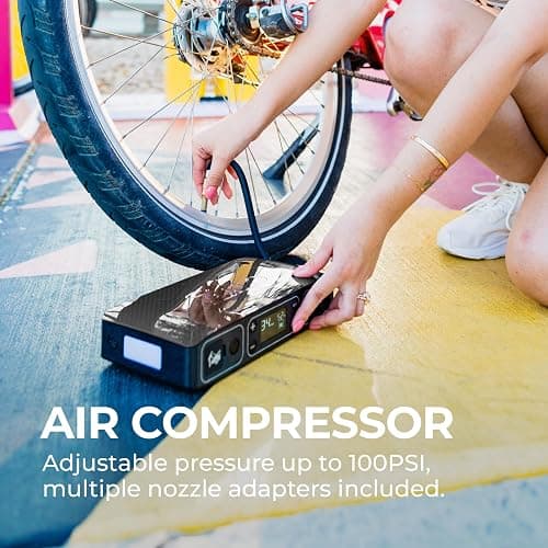 HALO Bolt Air 500A One-Push Jump Starter with Digital Screen | 100 PSI Air Compressor| Portable Charger with two USB ports  | LED Flood Light | Jumps Cars and SUVs, Inflates Tires — Black thumbnail 6