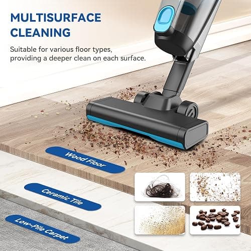 Vazone R6X Corded Stick Vacuum Cleaners for Home, 20Kpa Powerful Suction Stick Vacuum with 16Ft Cord, 2 in 1 Lightweight Handheld Vacuum Cleaner for Hardwood Floor Pet Hair thumbnail 3