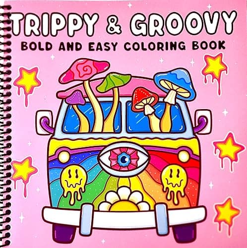 Trippy & Groovy: Psychedelic Coloring Book for Adults Featuring Mushrooms, Aliens, Magic Worlds and Illusions for Relaxation - Image 1