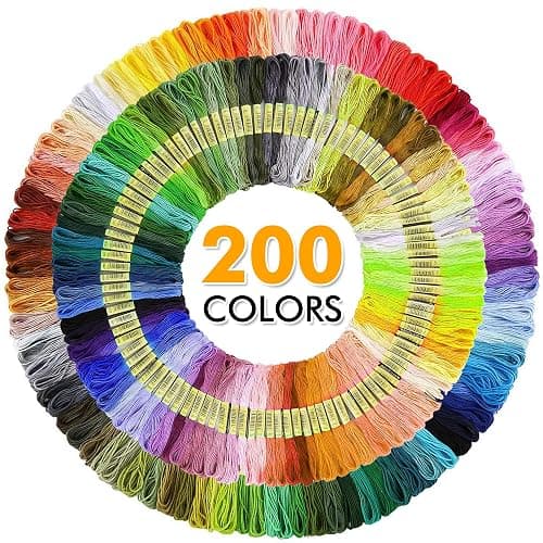 Inscraft 304 Pack Embroidery Kit, 200 Colors Threads, 5 Pcs Bamboo Embroidery Hoops, 2 Pcs Aida Cloth, Instructions, Bag and Cross Stitch Tools Set, Hand Embroidery Starter Kit for Beginners Adults thumbnail 2