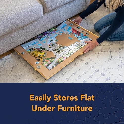 Bits and Pieces Puzzle Board with Drawers – 1500 Piece Jigsaw Puzzle Table Organizer – Premium Wooden Puzzle Board for Adults, 26"x35" Smooth Non-Slip Surface, Portable Puzzle Table with Sorting Trays thumbnail 5