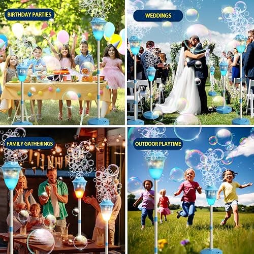 ROHSCE Automatic Bubble Machine with LED Lights & Music, Tall Rechargeable Bubble Maker for Kids, Adjustable Height 47 Inches Outdoor Bubble Stand Machine for Birthday Party, Wedding, Garden, Camping thumbnail 7