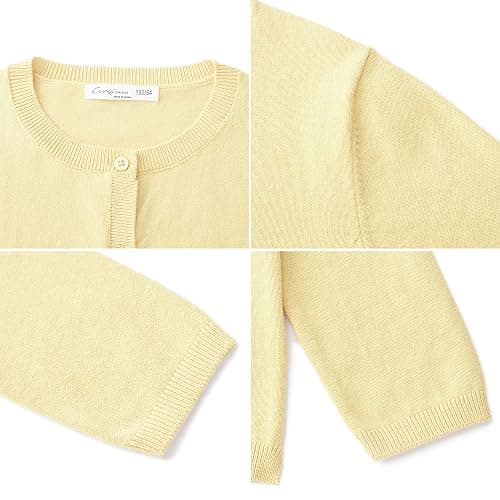 CUNYI Girl's Crewneck Lightweight Button-up Cardigan Cotton Knit Sweater Casual Cute Outerwear thumbnail 4