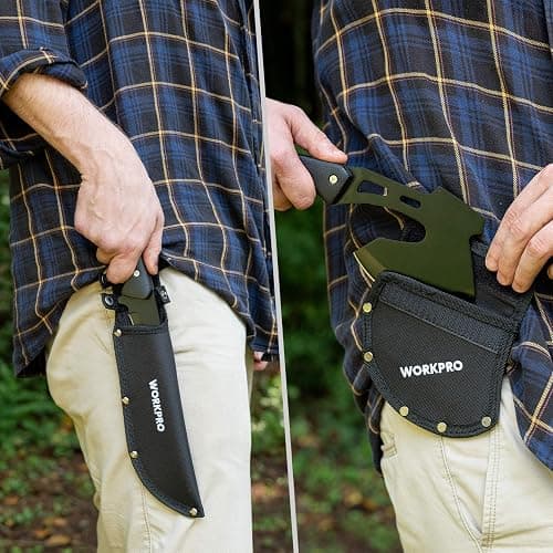 WORKPRO Axe and Fixed Blade Knife Combo Set, Full Tang, Wood Handle, for Outdoor Camping Survival Hunting, Sheath Included thumbnail 8