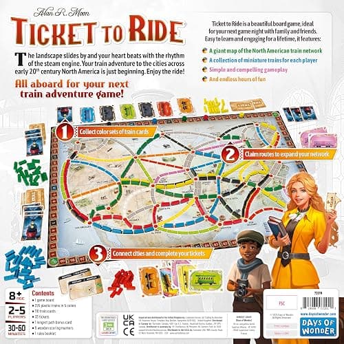 Asmodee Ticket to Ride Board Game (2025 Refresh) - A Cross-Country Train Adventure for Friends and Family, Strategy Game for Kids & Adults, Ages 8+, 2-5 Players, 30-60 Minute Playtime thumbnail 3