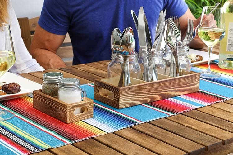 Mason Jar Salt and Pepper Shakers - Glass Shaker Set with Wood Holder Caddy, Easy to Clean & Refill for Farmhouse Kitchen Table, Home and Gifts thumbnail 5