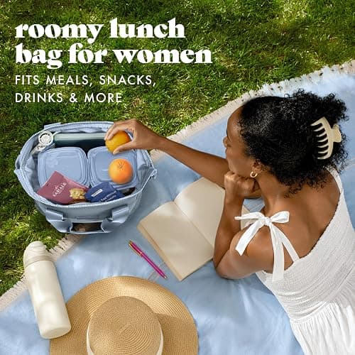 Fit & Fresh Remi Neoprene Lunch Bag for Women w/Ice Pack & Containers | Machine Washable Lunch Box For Women, Self Insulating Durable Neoprene, Large Capacity For Nurses, Teachers, School, Work thumbnail 7