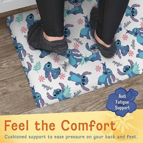 Disney Anti-Fatigue Kitchen Mats for Floor – Cushioned Kitchen Floor Mats with Non-Slip Backing – Water Resistant, Easy-to-Clean PVC Foam Mat – Mickey, Minnie, Stitch & Winnie The Pooh Designs thumbnail 2